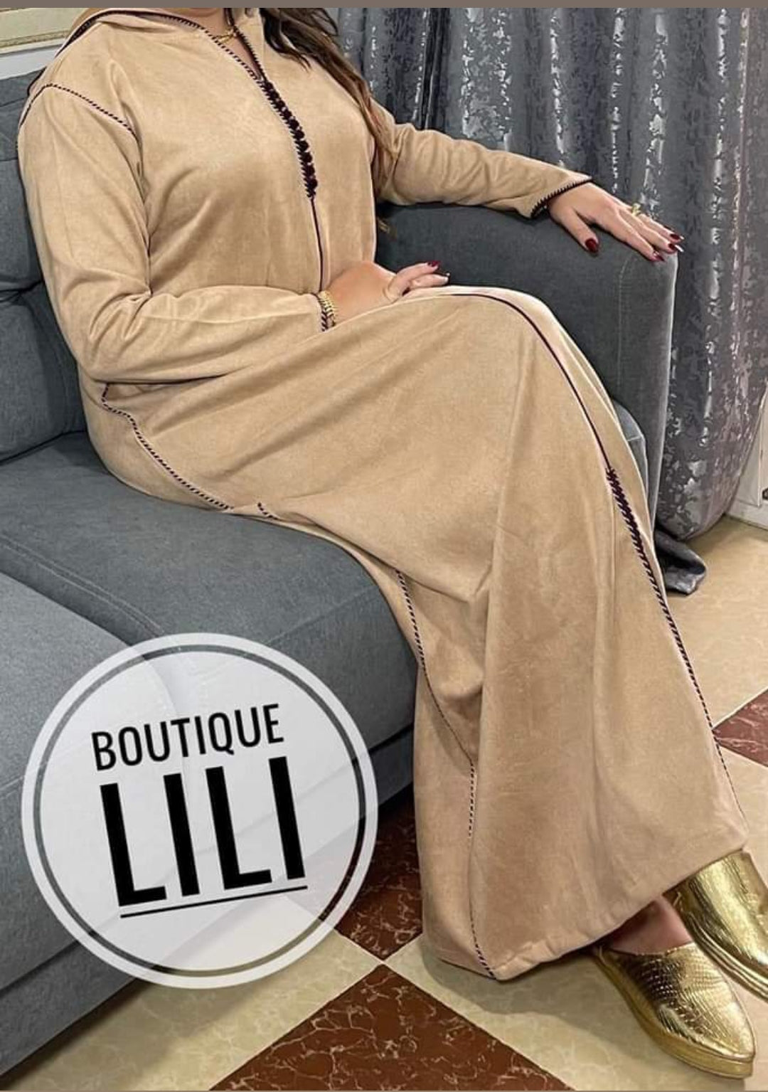 جلابة بوتشامو بالعقاد  Djelaba Peau de chamois simple